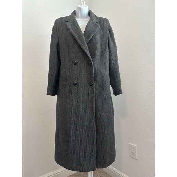 Women's Karen Petites Gray Wool Blend Trench Dress Coat, Sz: 8P (b7a) - Picture 1 of 6